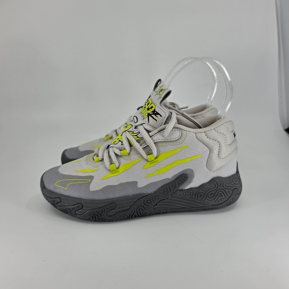 Puma x Lamelo Ball Basketball Shoes Size 1C Gray Highlighter Chino Hill